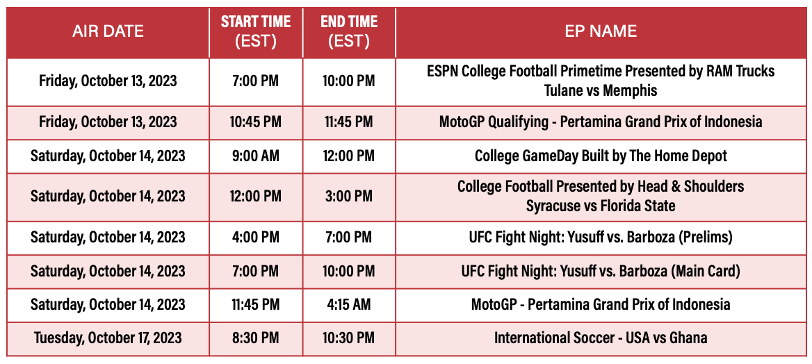 Rev Timetable Programming Updates for REVTV - REV